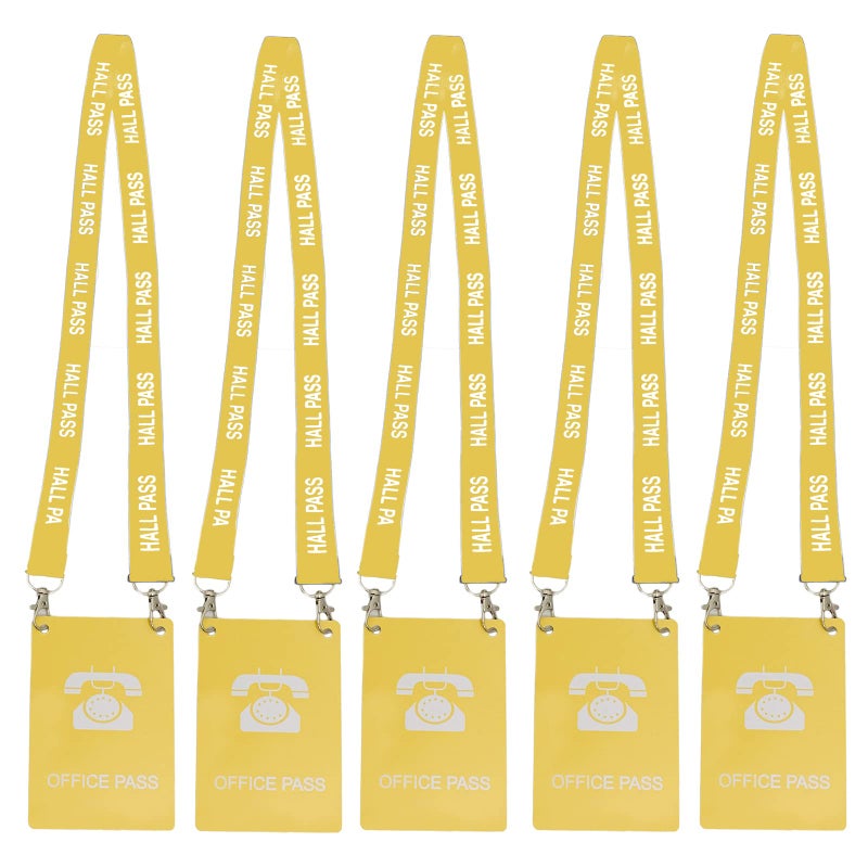 Bemaxy Hall Pass Lanyards with Large Card Passes, Unbreakable School Classroom 5 Inch Passes Set for Teacher Parents(Hall Bathroom Library Office & Nurse),5 Pcs(Office) - Image 1